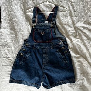 Squeeze Denim Overall Shorts